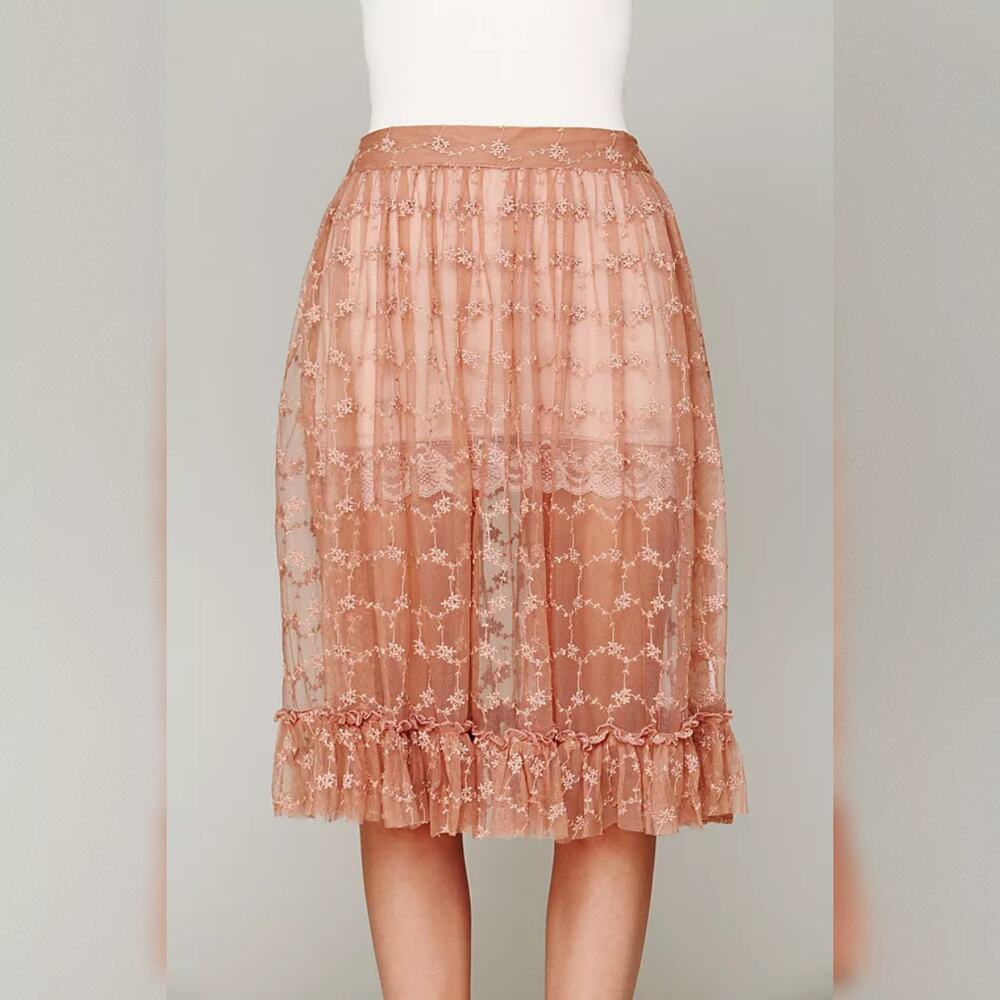 Free People Intimately Lace Connections Skirt - Copper - Size Small - Picture 3 of 10